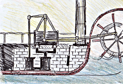 eine der ersten Dampfmaschinen fr Schiffe