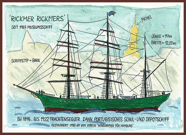 Museumsschiff 'Rickmer Rickmers', Bj.1896, bis 1922 Frachtensegler.